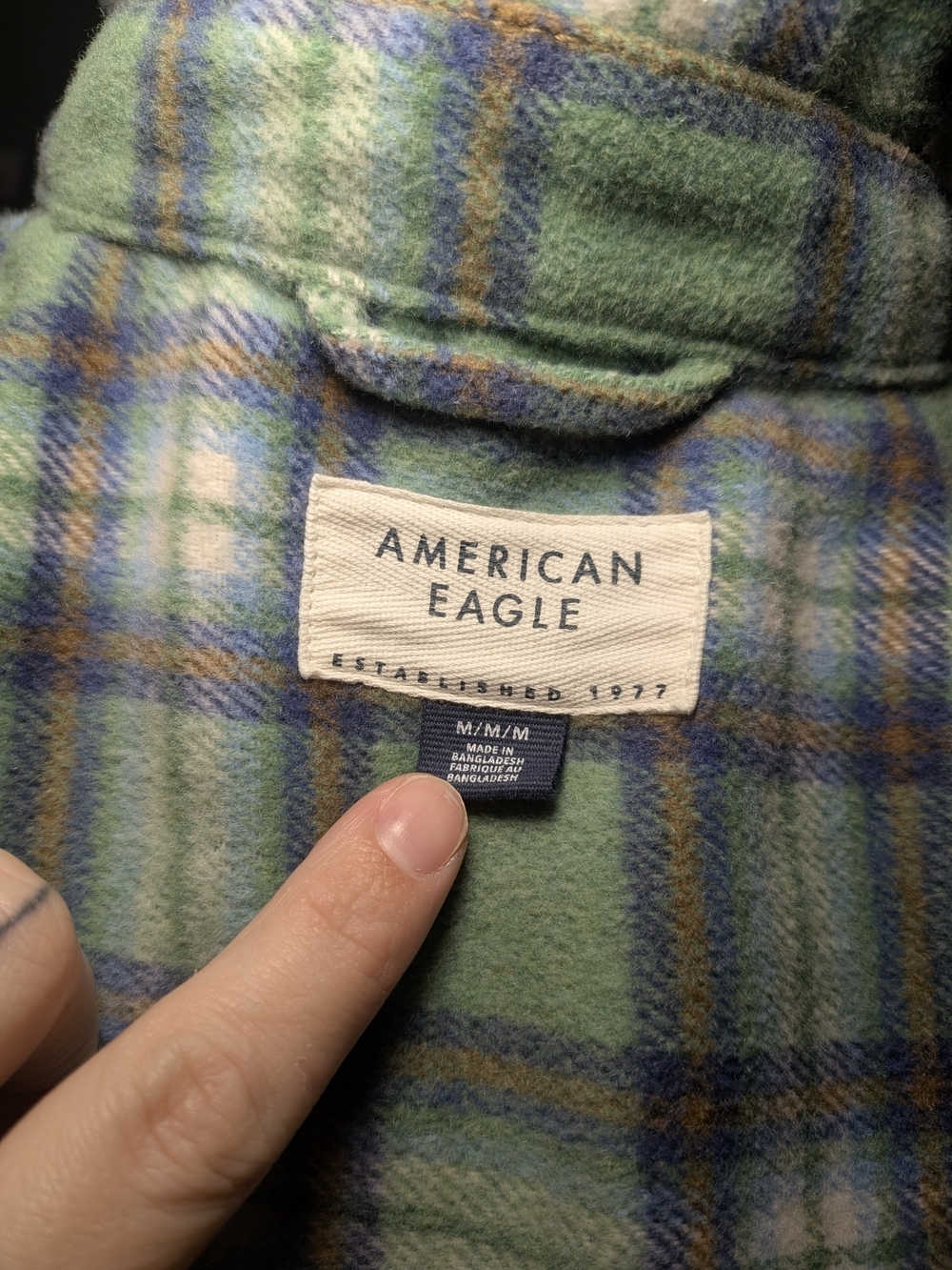 American Eagle Plaid Wool Blend Shacket Gold Crest Button Flannel Coat M - Picture 3 of 9